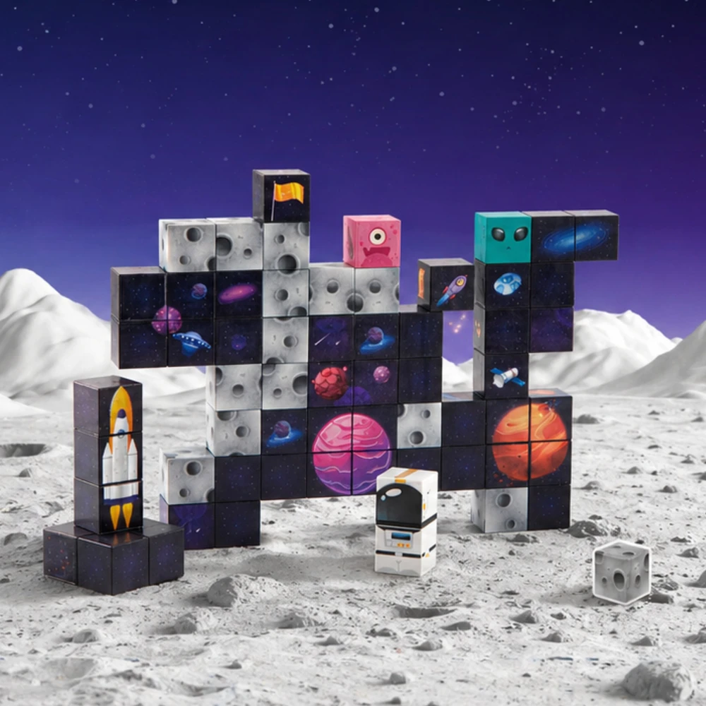 WOOPIE magnetiniai konstruktoriaus kubeliai „Cosmos“, 74 vnt.
