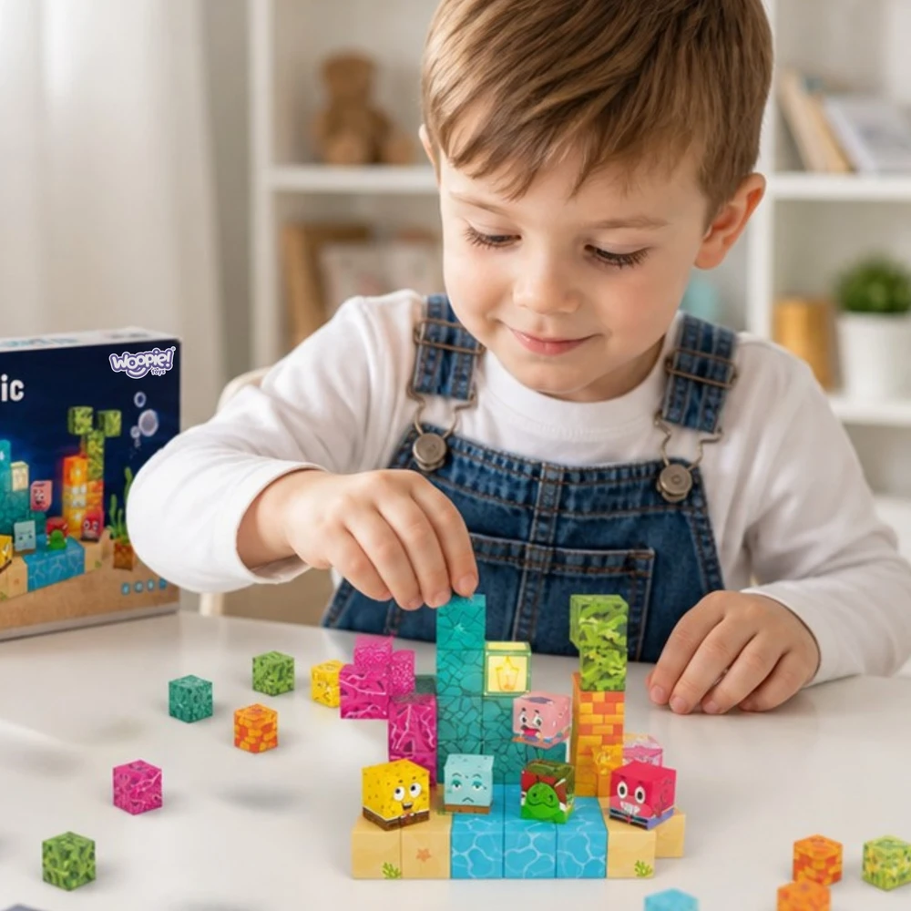 Woopie magnetiniai kubeliai 63 d. Vandenyno dėlionė 3D