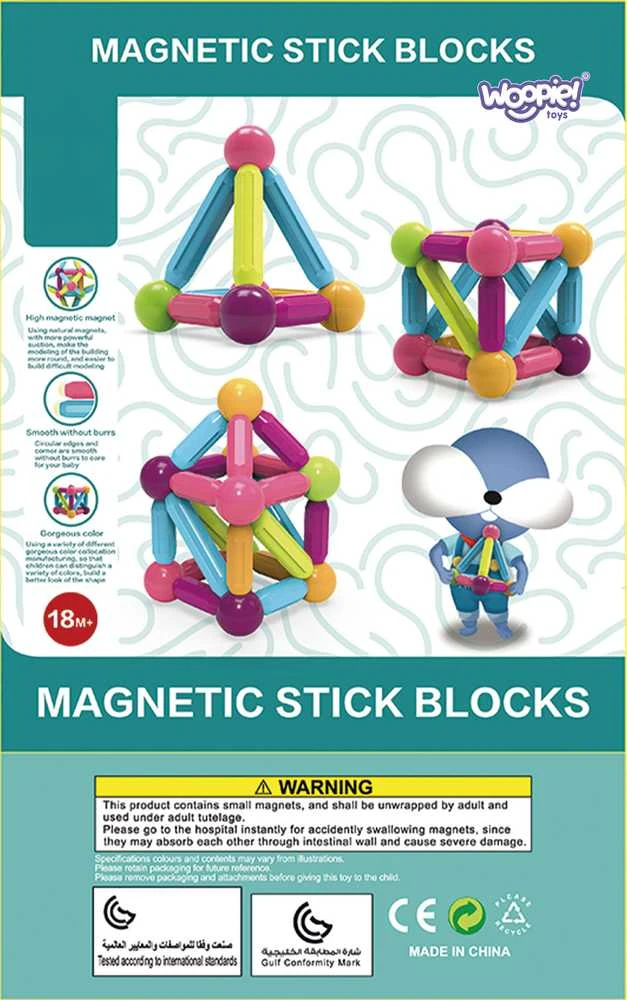 WOOPIE Magnetiniai Konstrukciniai Blokai 38 vnt.