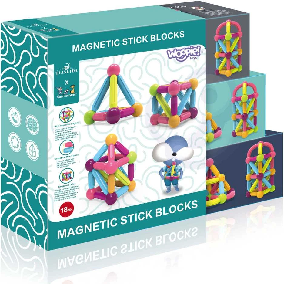 WOOPIE Magnetiniai Konstrukciniai Blokai 38 vnt.