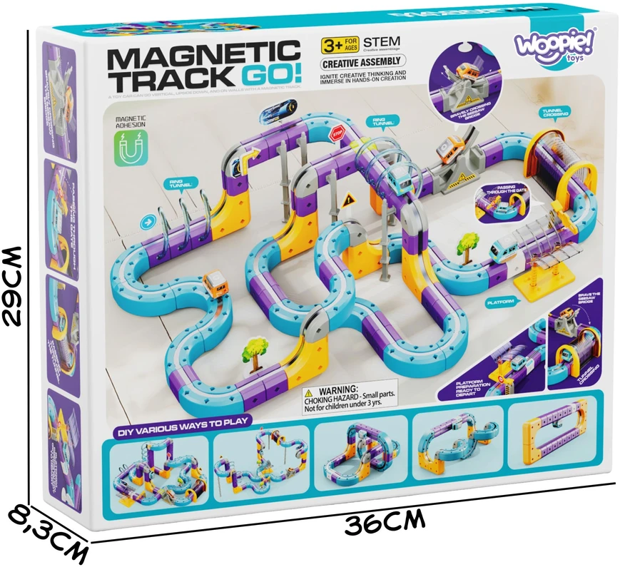 WOOPIE magnetinis traukinių trasos konstruktorius 126 dalių