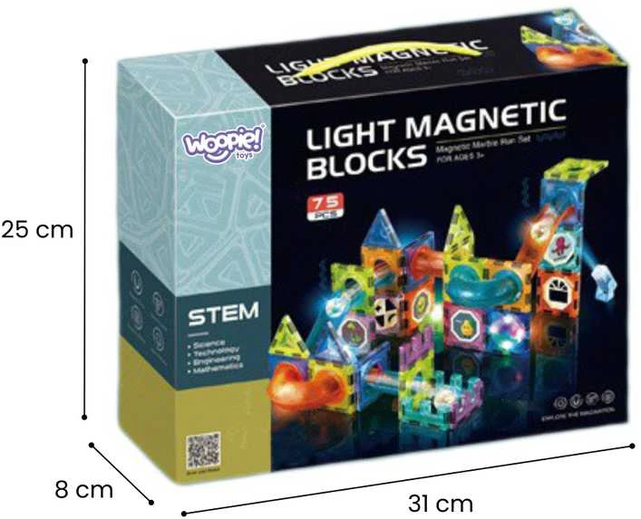Magnetinis konstruktorius WOOPIE šviečiantis rutuliuko trasa 75vnt
