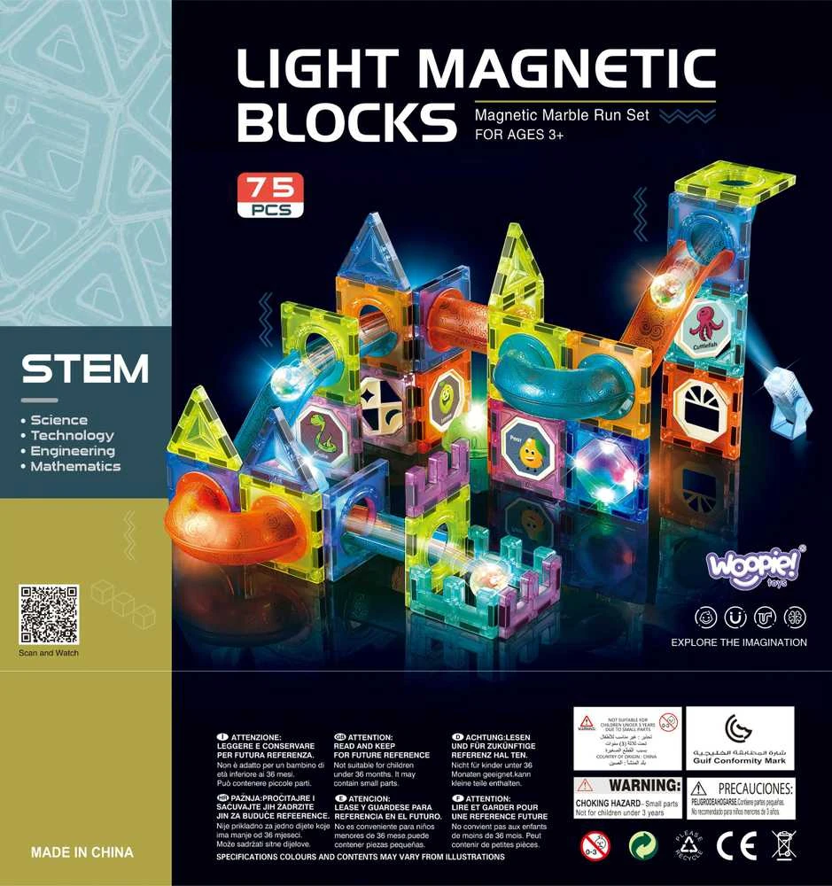 Magnetinis konstruktorius WOOPIE šviečiantis rutuliuko trasa 75vnt