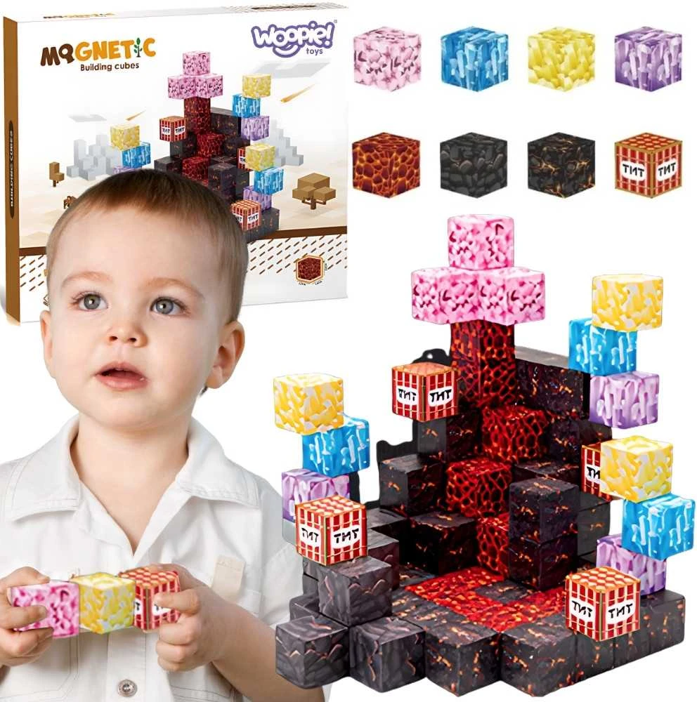 WOOPIE Magnetinis Konstruktorius Kubeliai Minecraft Pikseliai 74vnt