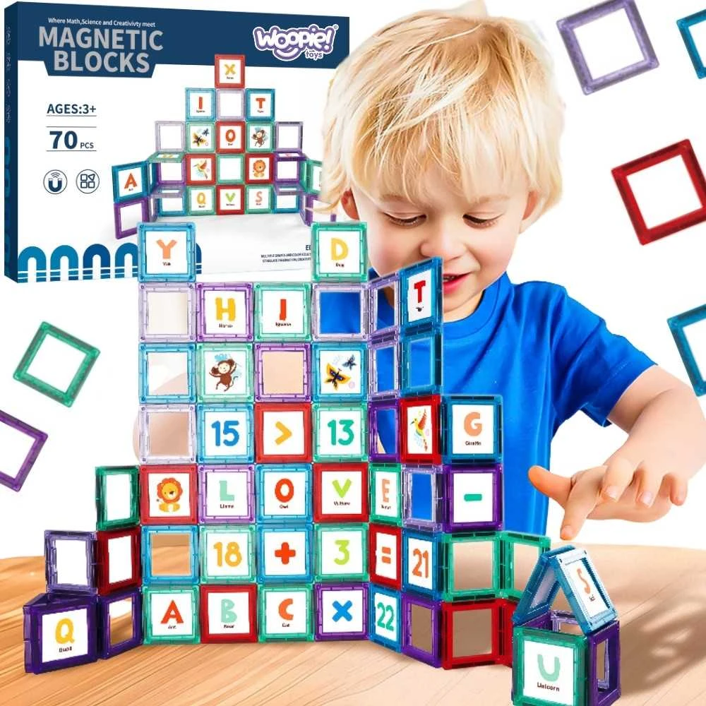 Magnetinis edukacinis konstruktorius su raidėmis WOOPIE 70vnt