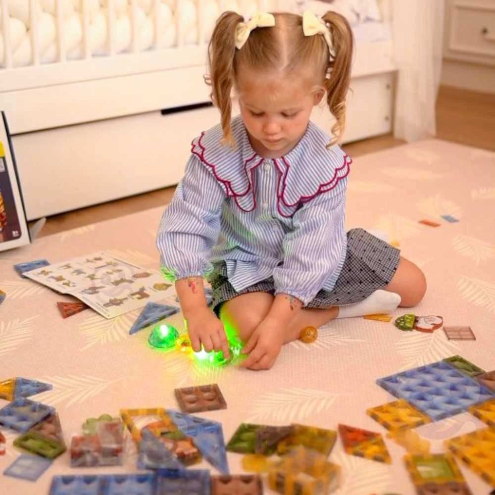 Magnetinis šviečiantis 3D konstruktorius Woopie Gyvūnų pasaulis 124 vnt
