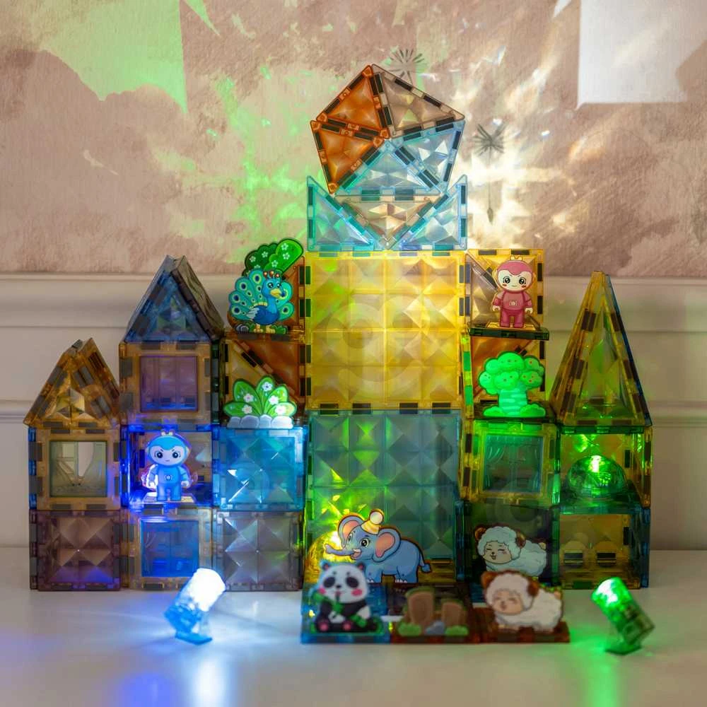 Magnetinis šviečiantis 3D konstruktorius Woopie Gyvūnų pasaulis 124 vnt