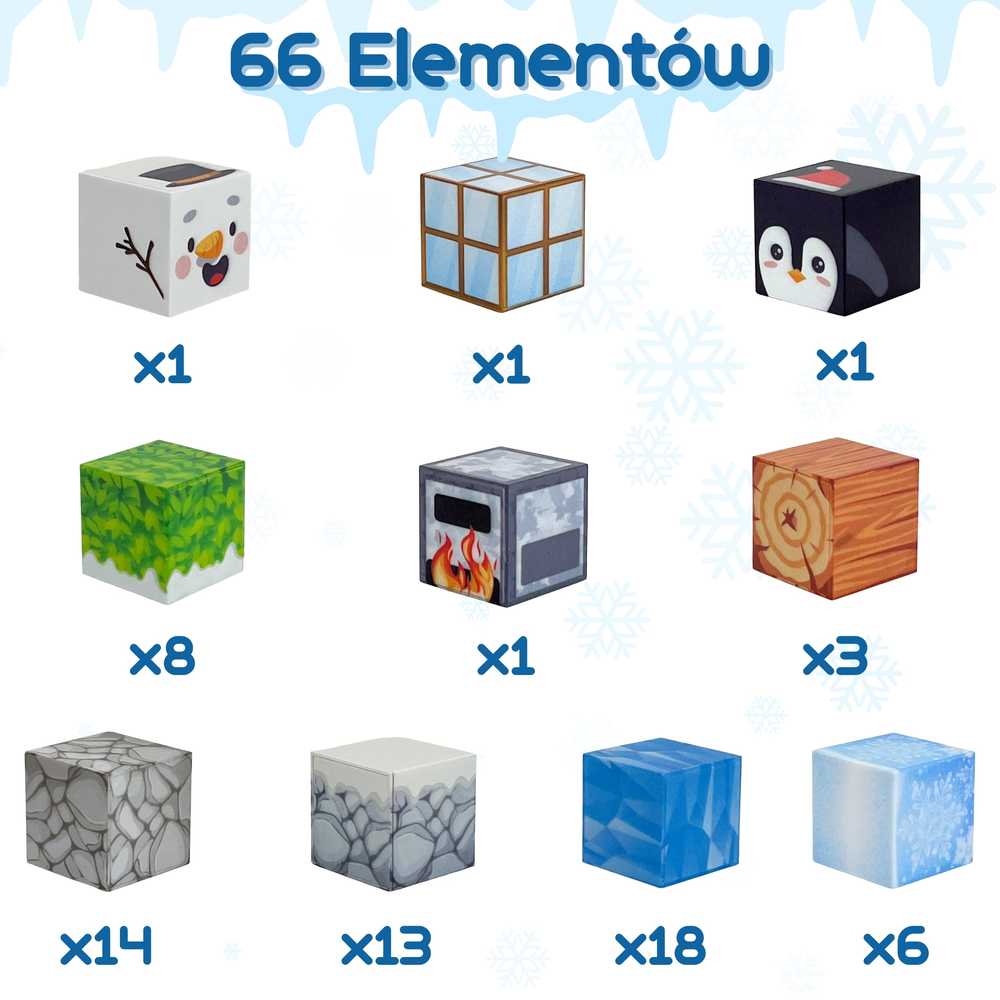 WOOPIE Magnetinis 3D Konstruktorius Žiemos Pasaulis 66vnt