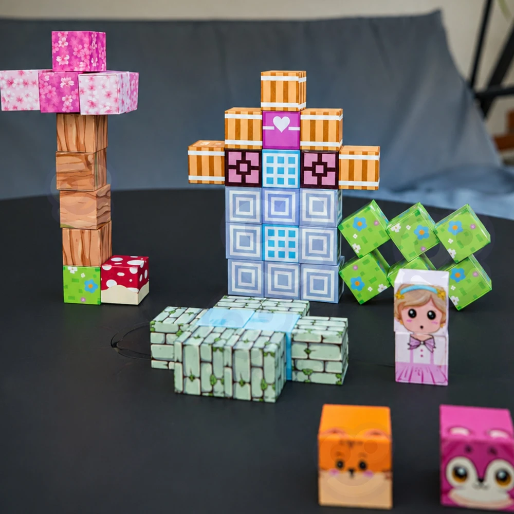 Woopie Magnetiniai kubeliai, 48 vnt. Montessori edukacinė 3D dėlionė