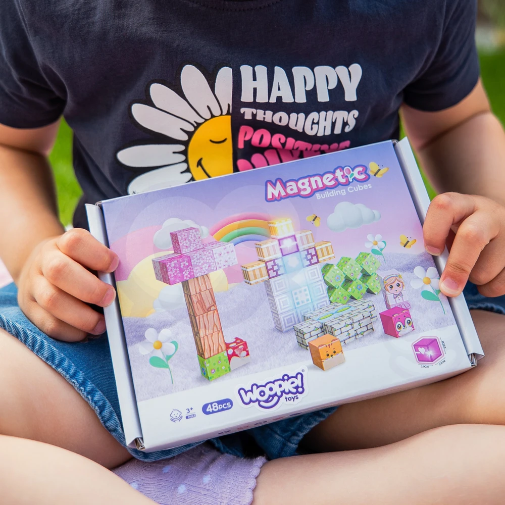 Woopie Magnetiniai kubeliai, 48 vnt. Montessori edukacinė 3D dėlionė