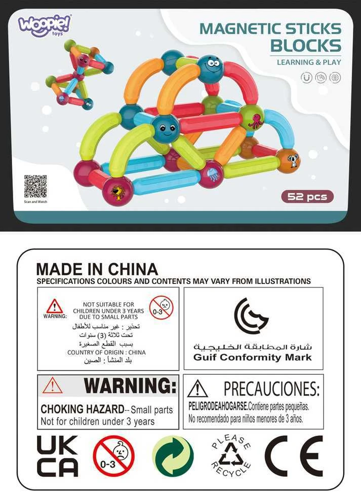„Woopie Magnetion Education Construction Block“ 52 EL.