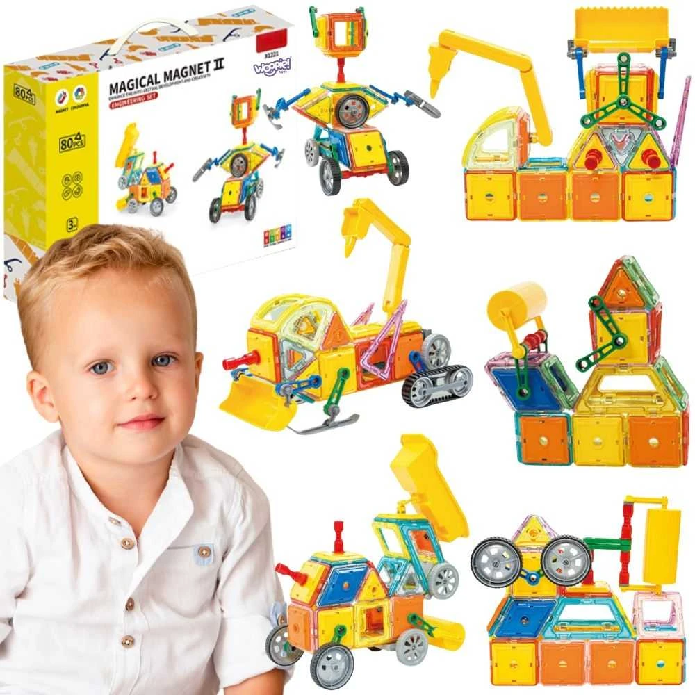 Magnetinis konstruktorius WOOPIE 3D transporto priemonių rinkinys