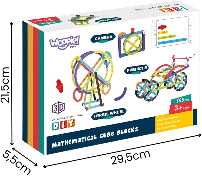 WOOPIE 3D Mathematical Building Blocks Large Educational Set 155 Pieces