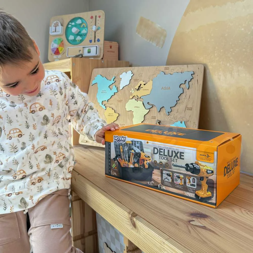 Žaislinis įrankių rinkinys su elektriniu suktuvu WOOPIE