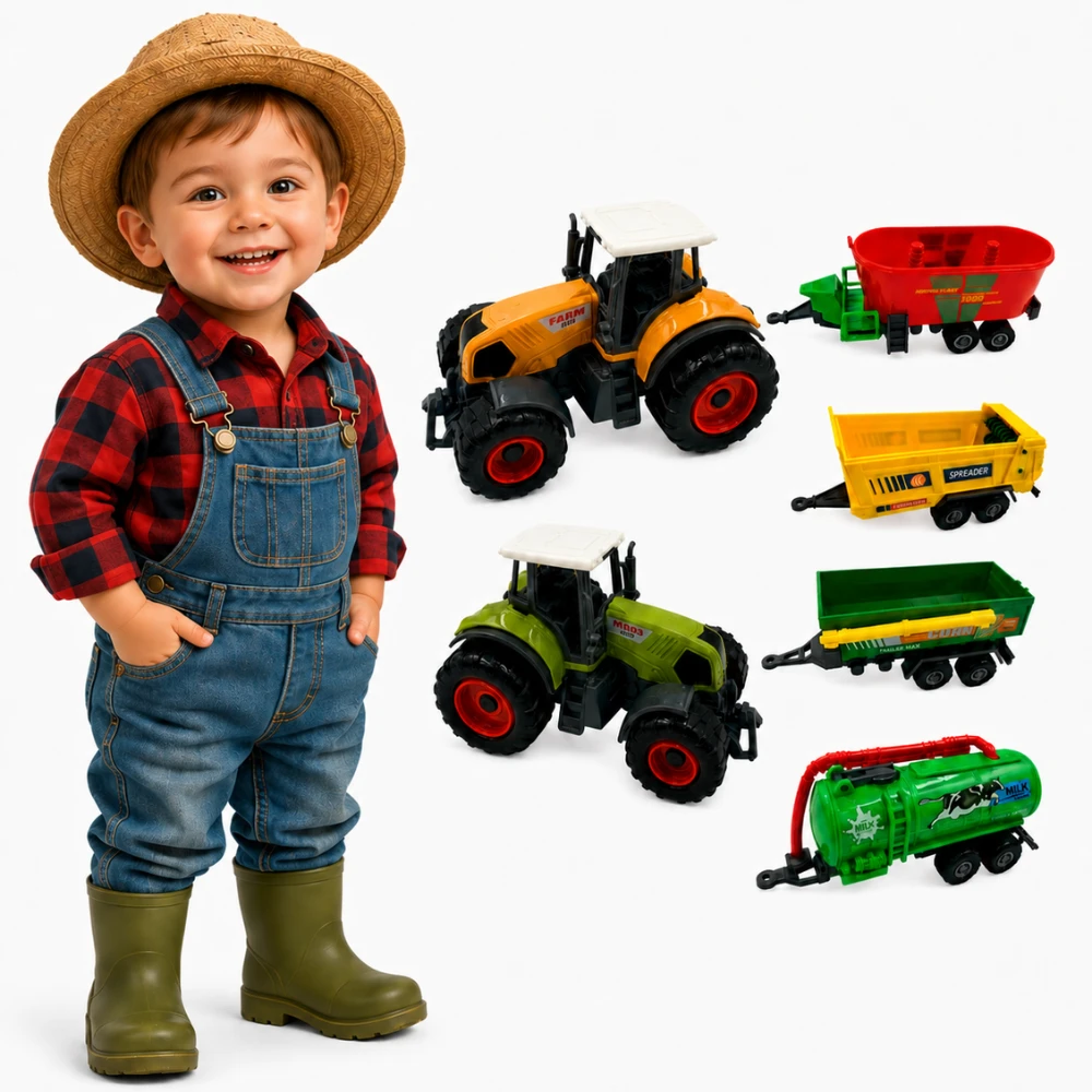WOOPIE Mini Farmer Traktoriai su Priekabomis