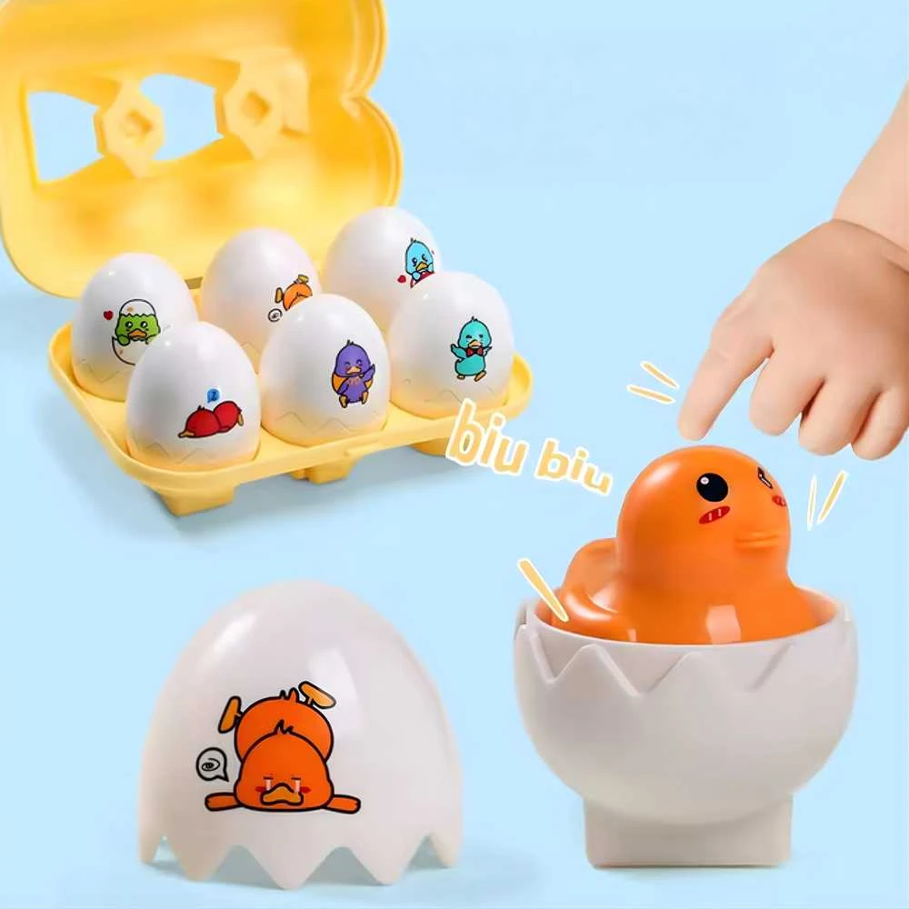 WOOPIE 54146Montessori Sorter Dėlionės Rungtynės Formos Juokingi Viščiukai Kiaušiniai 6vnt