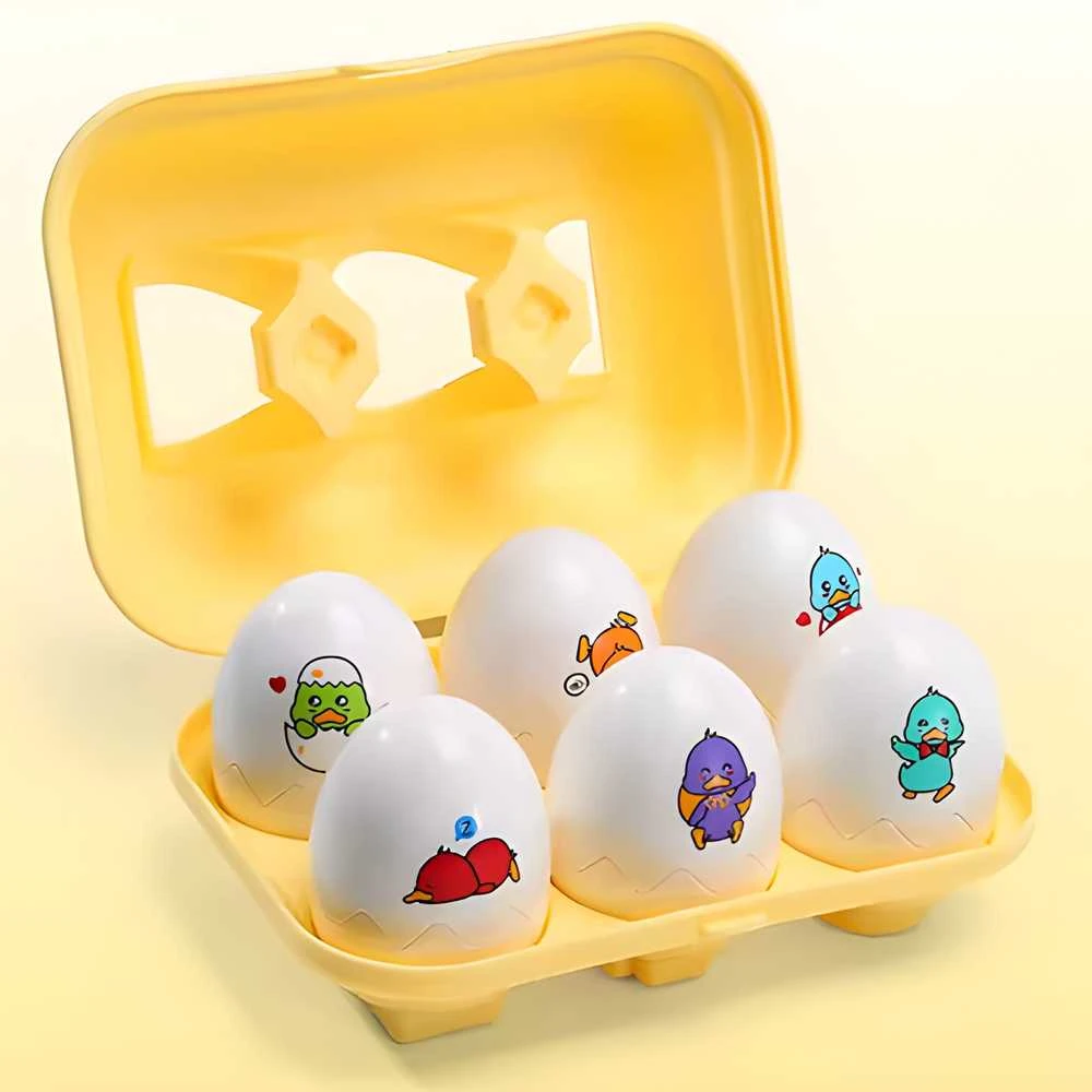 WOOPIE 54146Montessori Sorter Dėlionės Rungtynės Formos Juokingi Viščiukai Kiaušiniai 6vnt