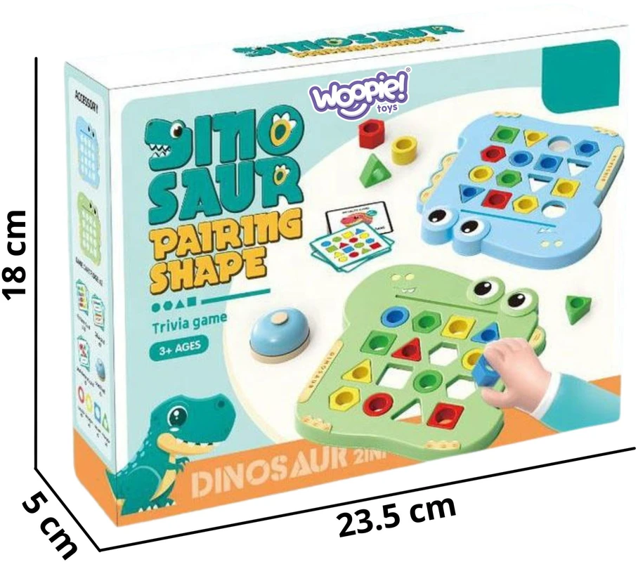 WOOPIE Žaidimas Montessori Dinozauras - Formų Atitikimo Žaidimas