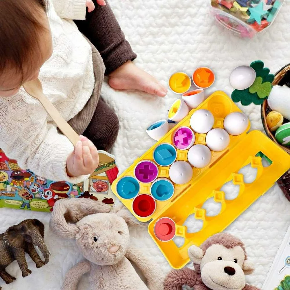 Dėlionė WOOPIE Ugdymo Žaislas Jajka Montessori - Porašyk Formas ir Spalvas