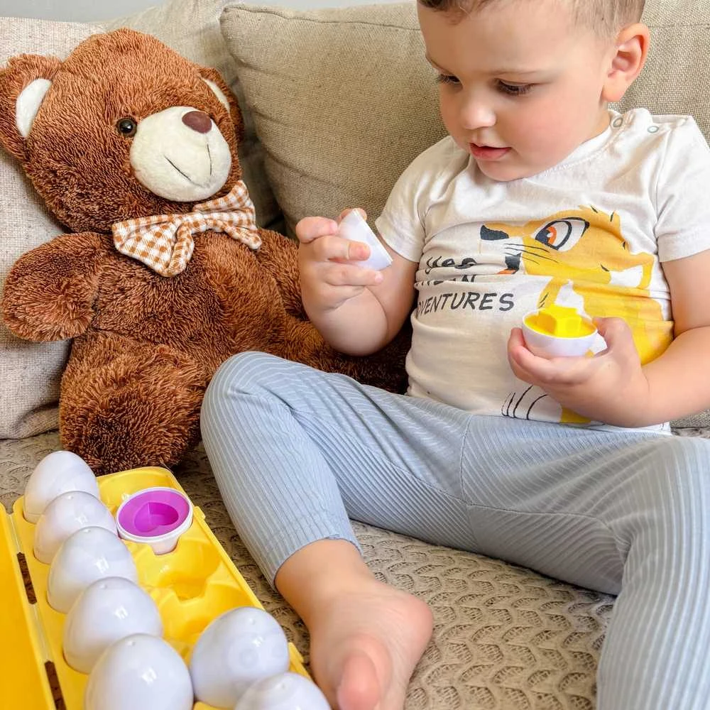 Dėlionė WOOPIE Ugdymo Žaislas Jajka Montessori - Porašyk Formas ir Spalvas