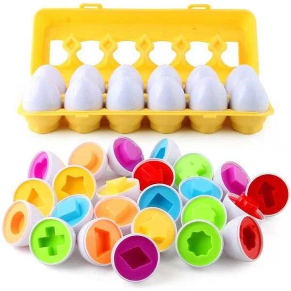 Dėlionė WOOPIE Ugdymo Žaislas Jajka Montessori - Porašyk Formas ir Spalvas