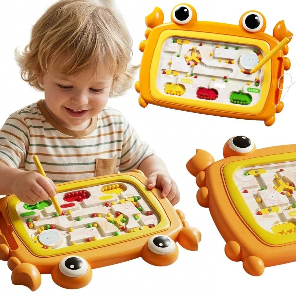 Magnetinė Montessori lavinamoji lenta su labirintu Krabas Woopie oranžinė