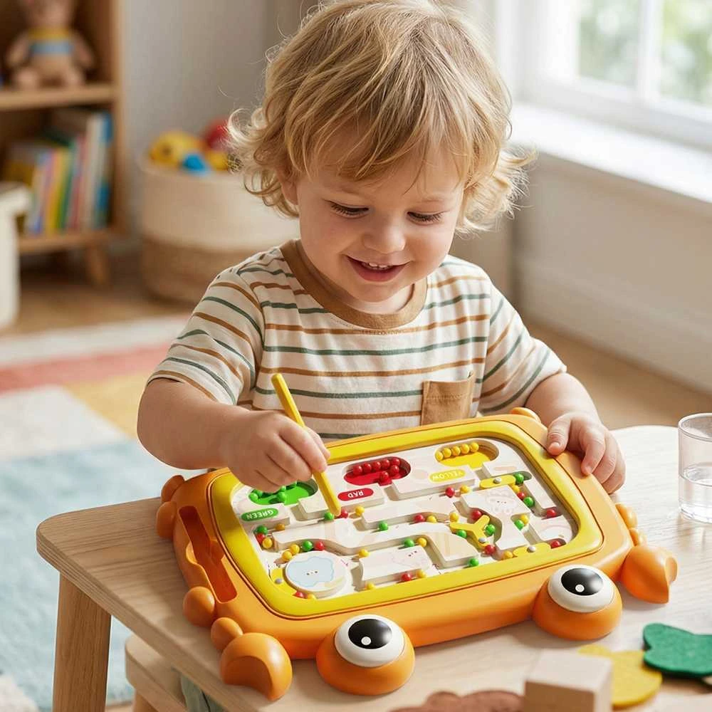 Magnetinė Montessori lavinamoji lenta su labirintu Krabas Woopie oranžinė