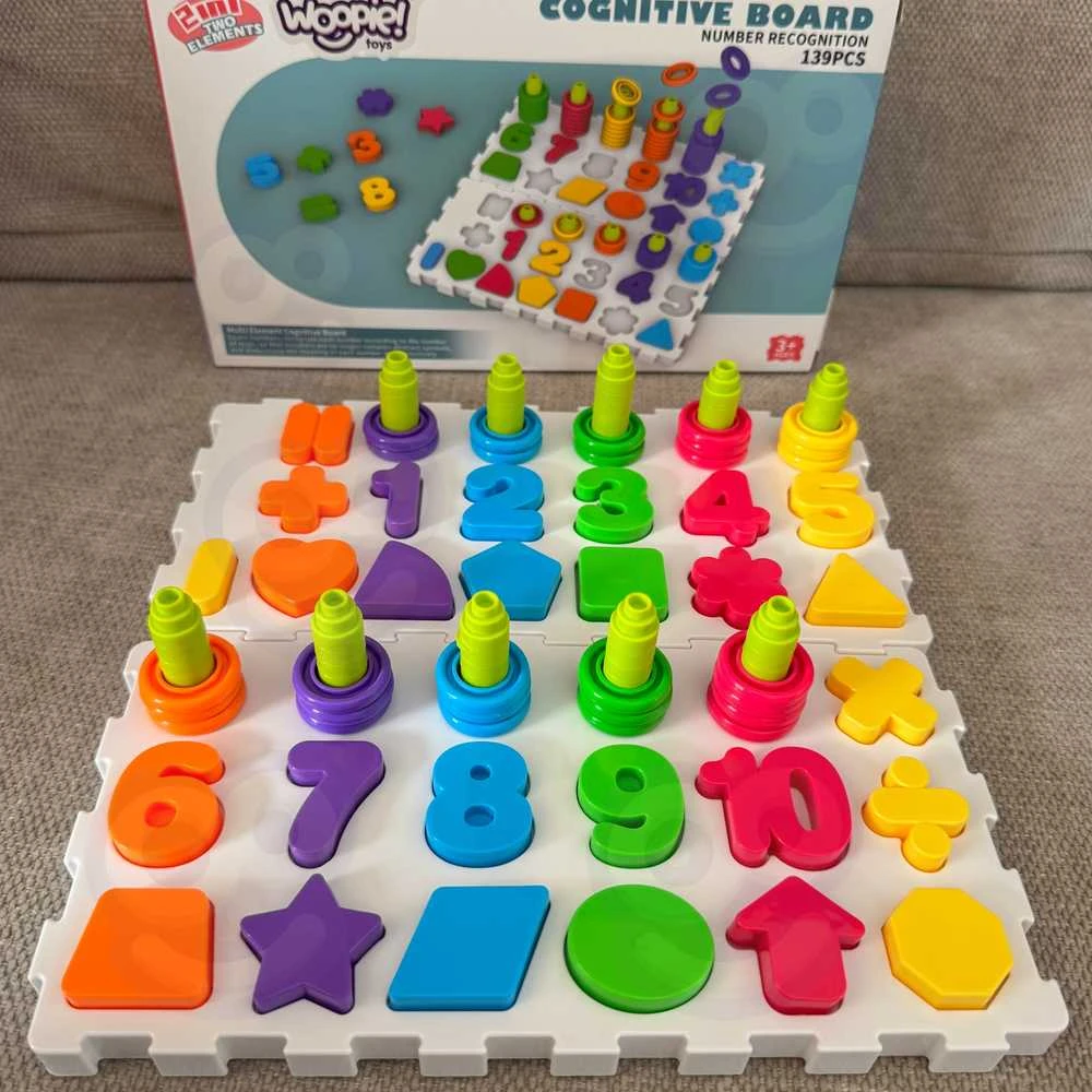 Woopie Montessori Dėlionė - Mokomasis Žaidimas su Rašmenimis ir Skaičiais - 139 Elementai