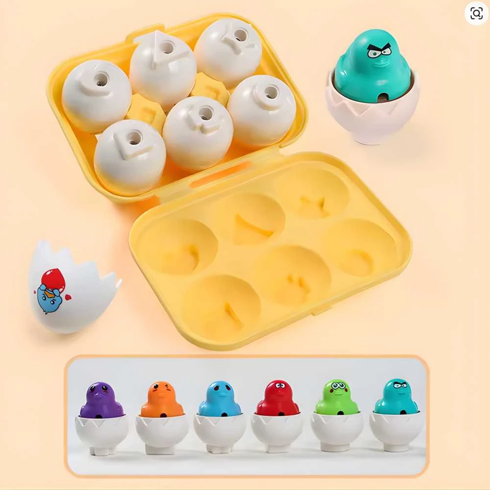 WOOPIE 54146Montessori Sorter Dėlionės Rungtynės Formos Juokingi Viščiukai Kiaušiniai 6vnt