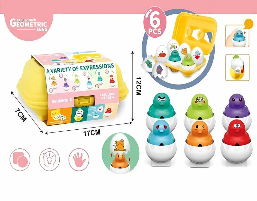 WOOPIE 54146Montessori Sorter Dėlionės Rungtynės Formos Juokingi Viščiukai Kiaušiniai 6vnt