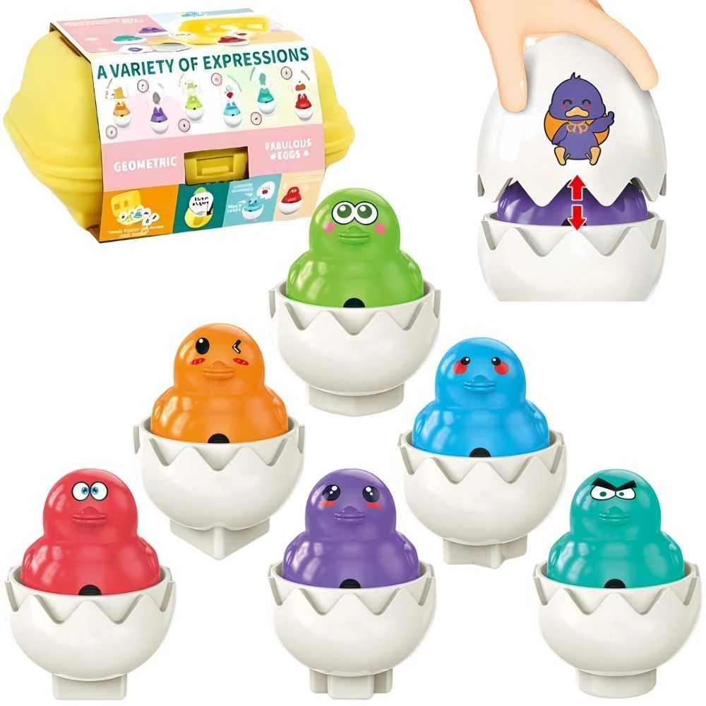 WOOPIE 54146Montessori Sorter Dėlionės Rungtynės Formos Juokingi Viščiukai Kiaušiniai 6vnt