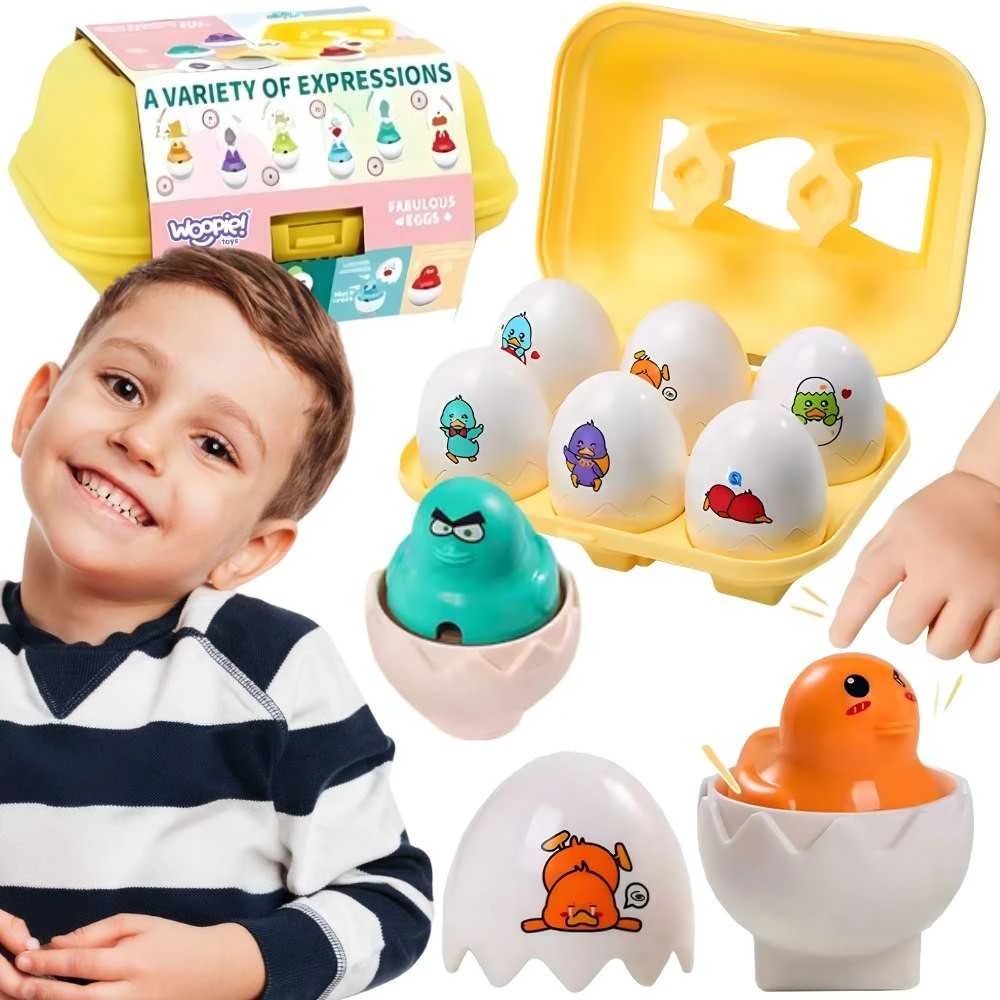 WOOPIE 54146Montessori Sorter Dėlionės Rungtynės Formos Juokingi Viščiukai Kiaušiniai 6vnt