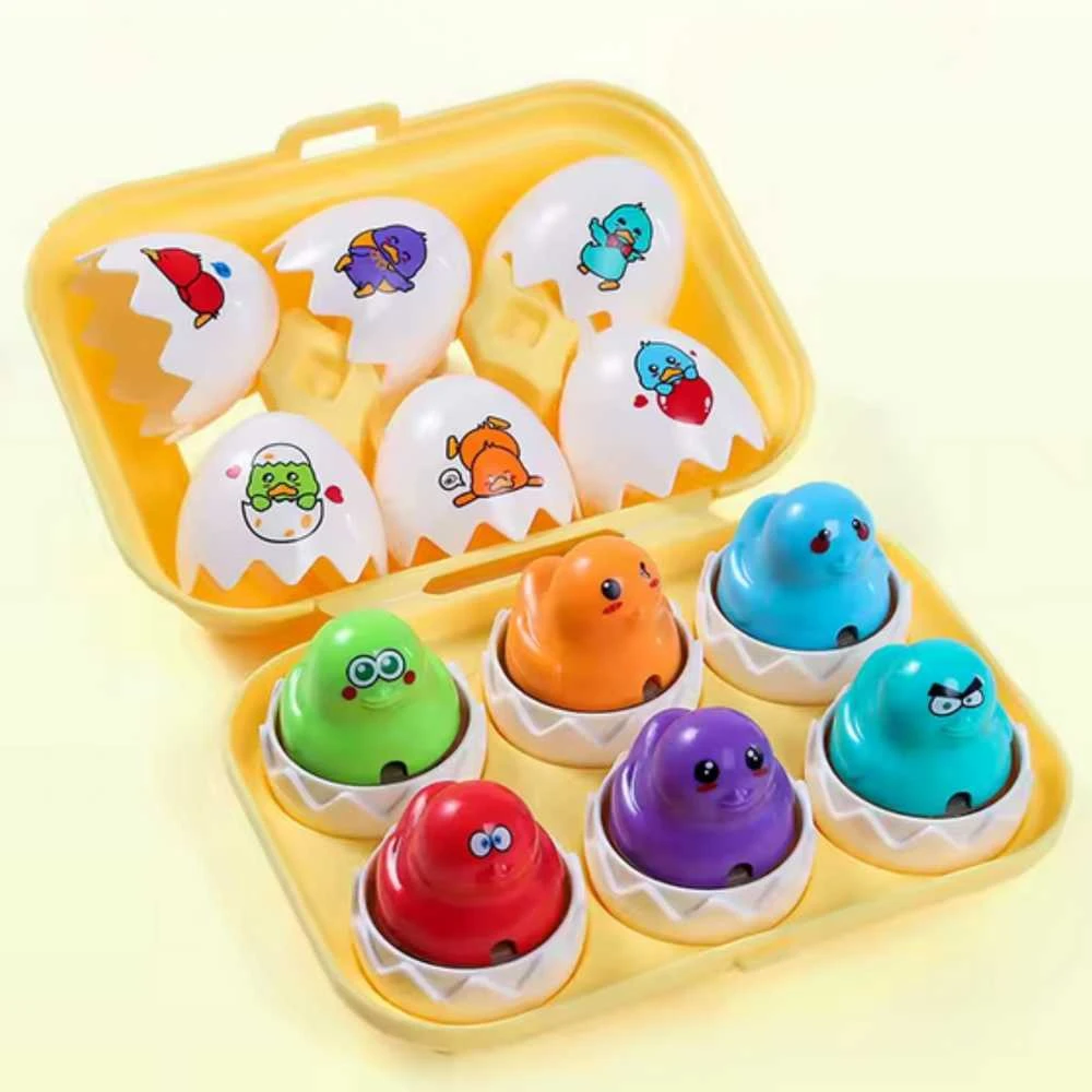 WOOPIE 54146Montessori Sorter Dėlionės Rungtynės Formos Juokingi Viščiukai Kiaušiniai 6vnt
