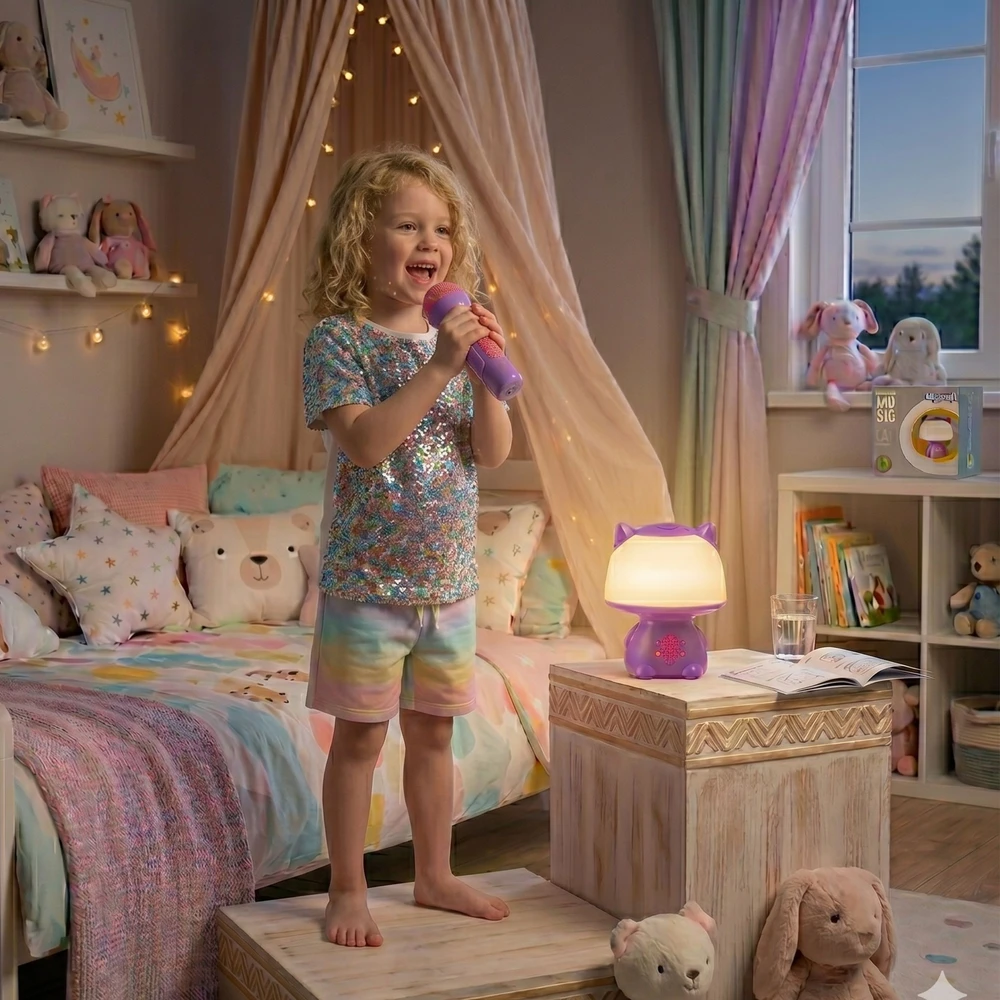 Woopie Multifunkcinė Lempa RGB Garsiakalbis Bluetooth Karaoke Moduliatorius Violetinė