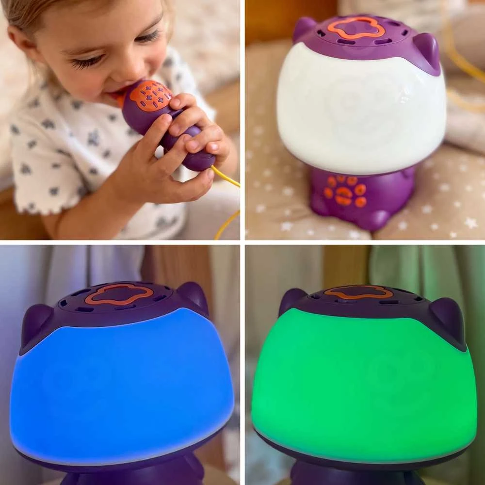 Woopie Multifunkcinė Lempa RGB Garsiakalbis Bluetooth Karaoke Moduliatorius Violetinė