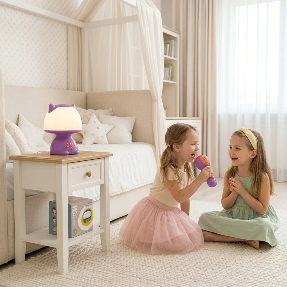 Woopie Multifunkcinė Lempa RGB Garsiakalbis Bluetooth Karaoke Moduliatorius Violetinė