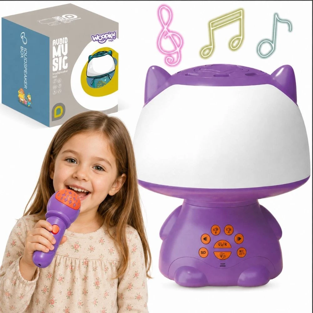 Woopie Multifunkcinė Lempa RGB Garsiakalbis Bluetooth Karaoke Moduliatorius Violetinė