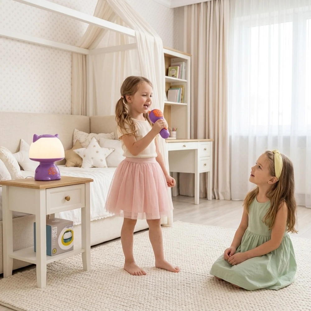 Woopie Multifunkcinė Lempa RGB Garsiakalbis Bluetooth Karaoke Moduliatorius Violetinė