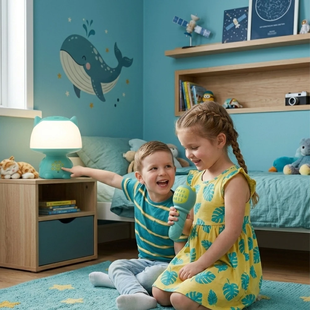 Woopie LED Lempa Su Garsiakalbiu, Kostiumuotuvo Mikrofonu, Turkuoline