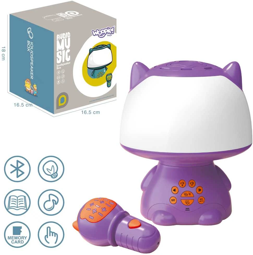 Woopie Multifunkcinė Lempa RGB Garsiakalbis Bluetooth Karaoke Moduliatorius Violetinė