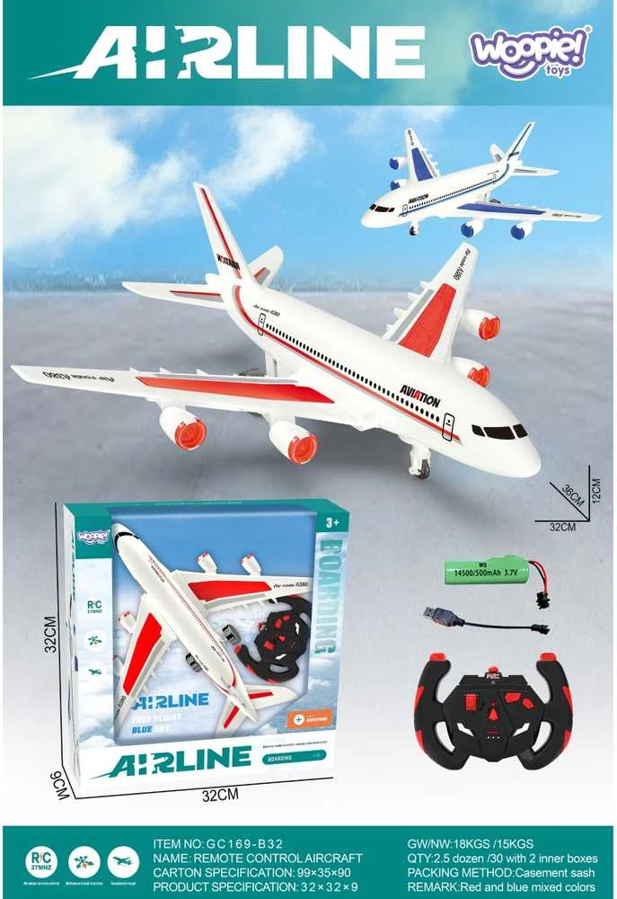 WOOPIE Nuotoliniu Būdu Valdomas Lėktuvas Airline Raudonai-Baltas