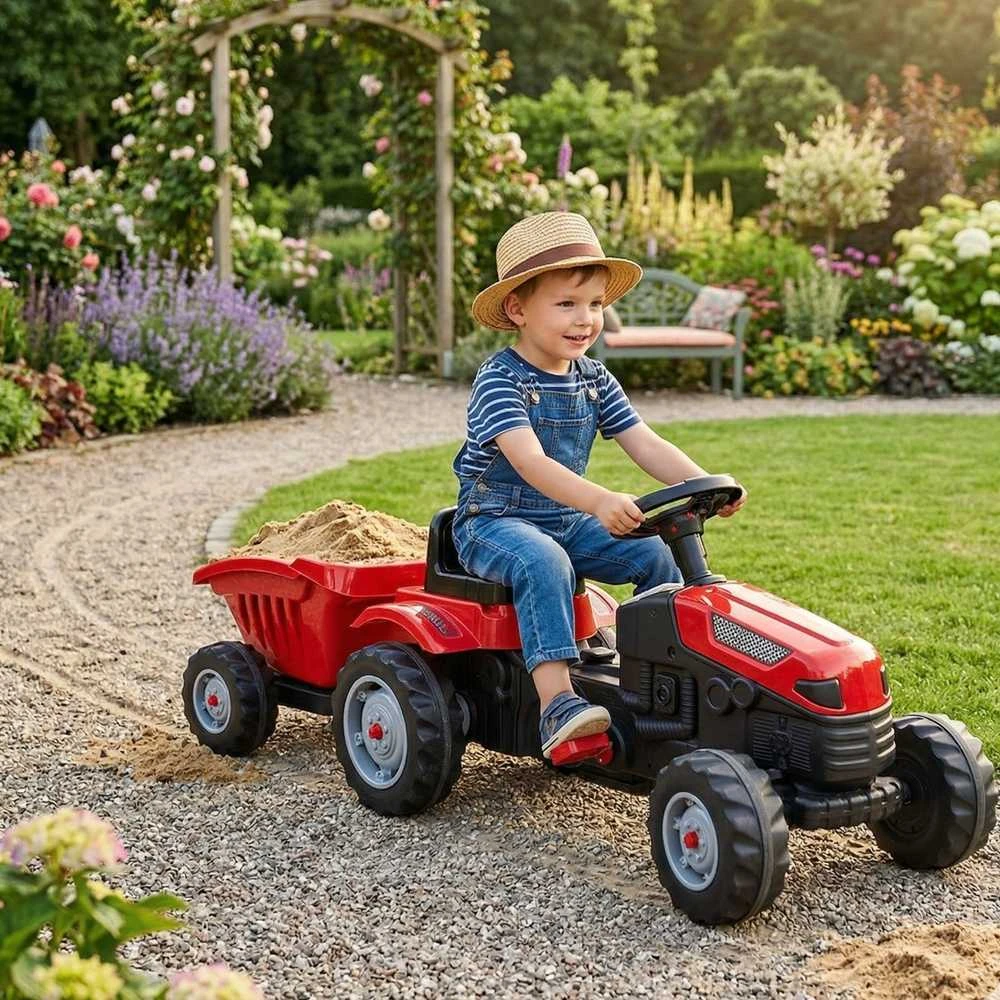 Woopie Pedalinė Traktorius Farmer GoTrac MAXI su Priekaba