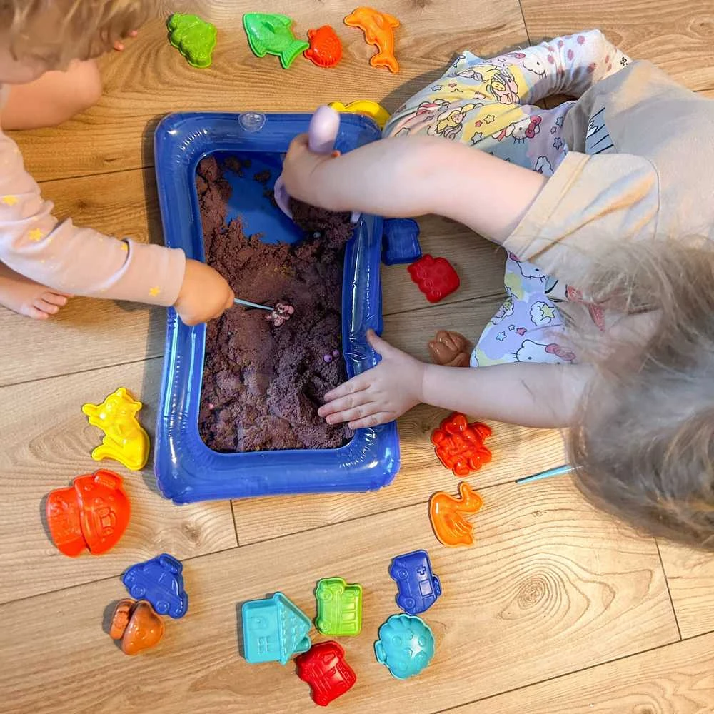 Woopie Kinetinis Smėlis 0,8kg Rinkinys su Formelėmis + Smėlio Dėžė