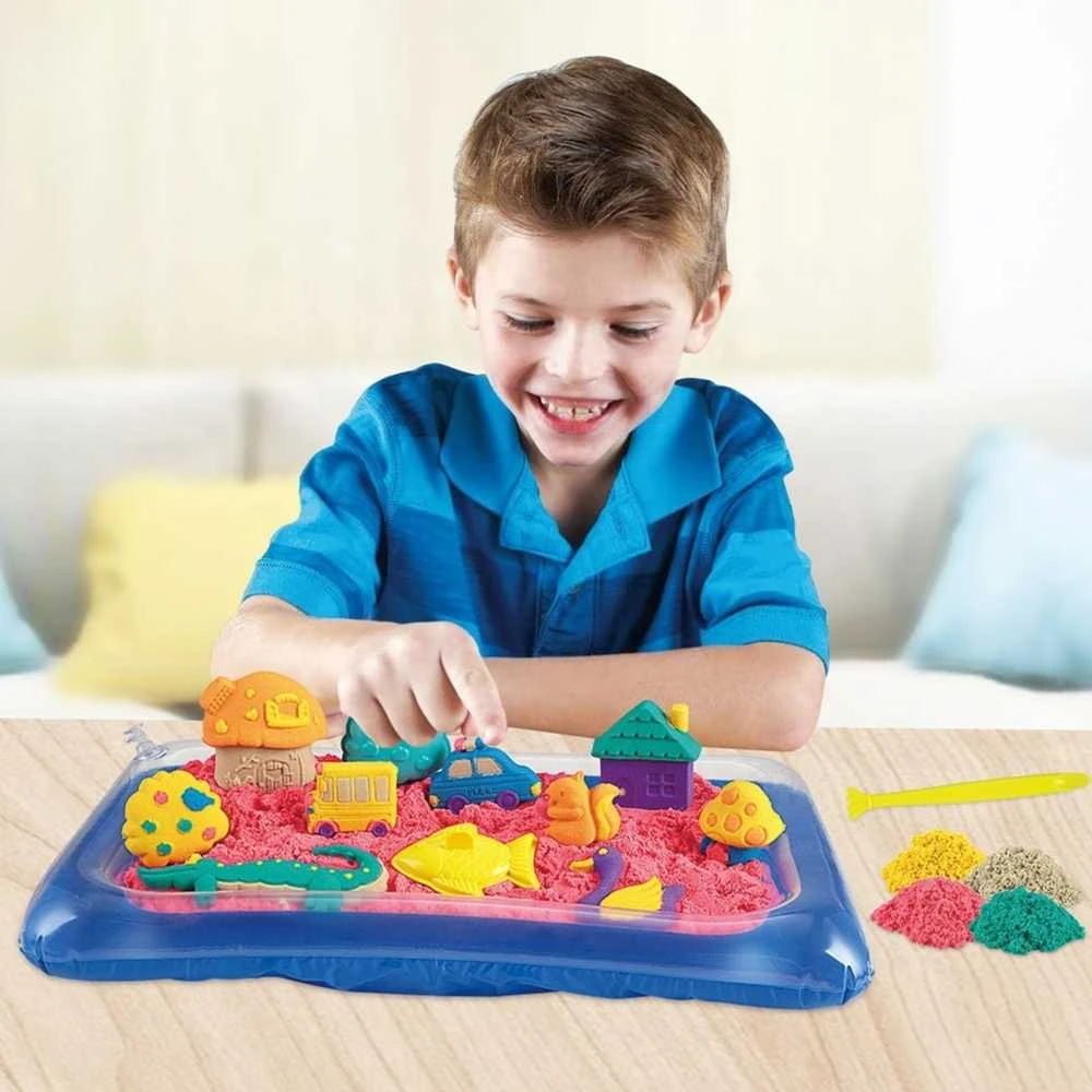 Woopie Kinetinis Smėlis 0,8kg Rinkinys su Formelėmis + Smėlio Dėžė