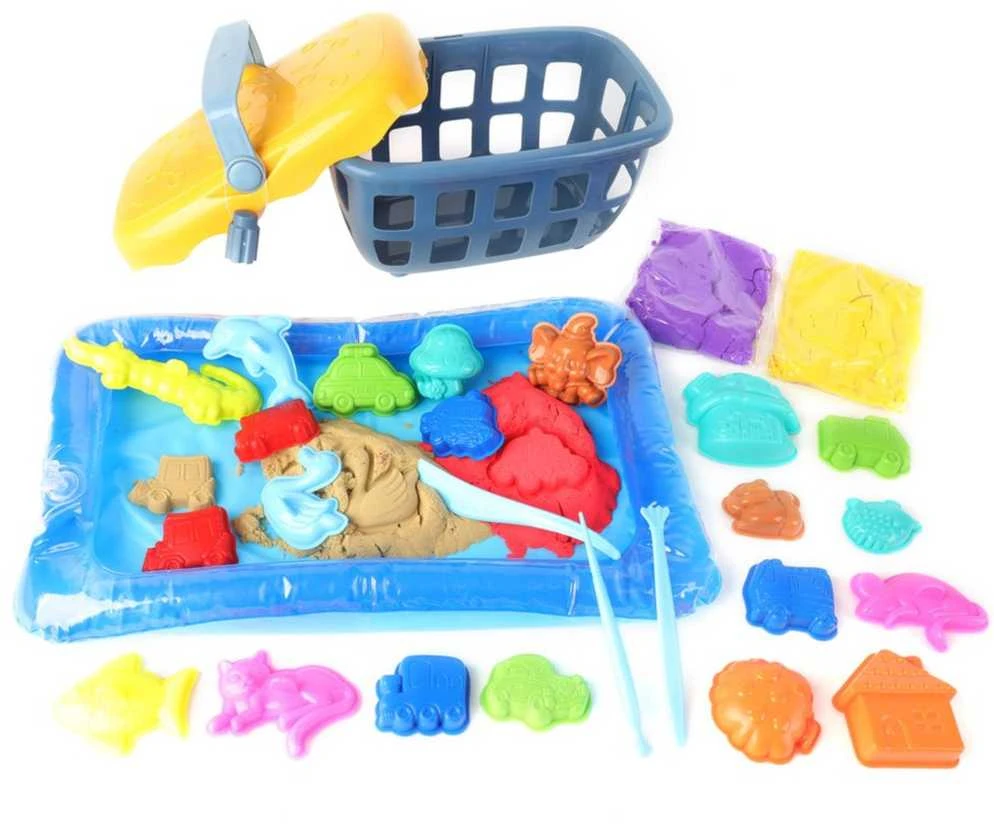 Woopie Kinetinis Smėlis 0,8kg Rinkinys su Formelėmis + Smėlio Dėžė