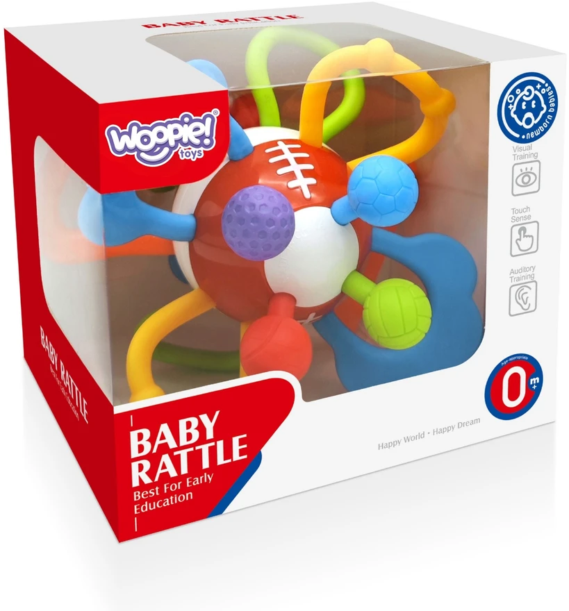 Woopie Baby WOOPIE sensorinis barškutis kramtukas kūdikiams švelnus