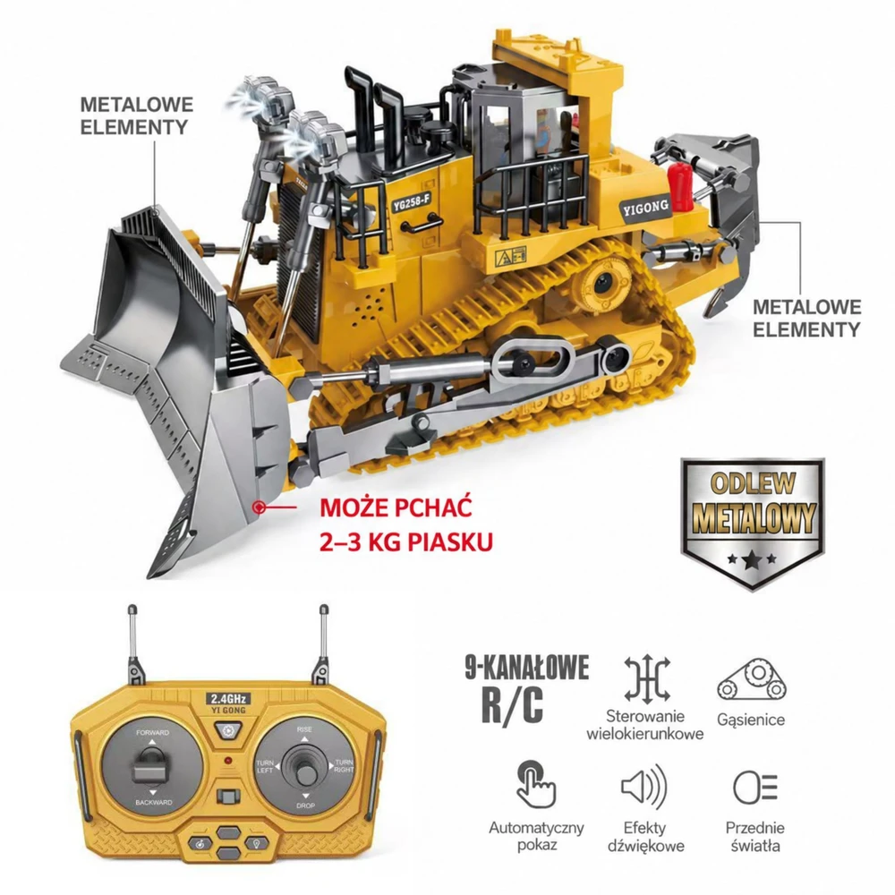 WOOPIE Remote Controlled Construction Bulldozer RC Bulldozer Sound Light