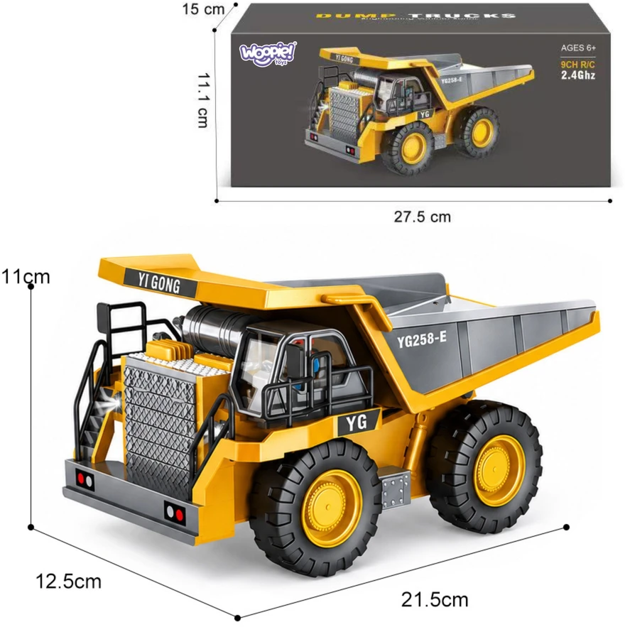 WOOPIE Remote Controlled RC Construction Dump Truck with Sound and Light