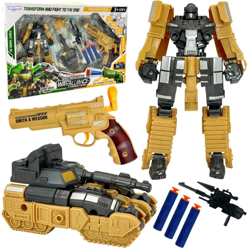 3 Viename Robotas Transformeris Tankas Ir Strėlyčių Šautuvas WOOPIE