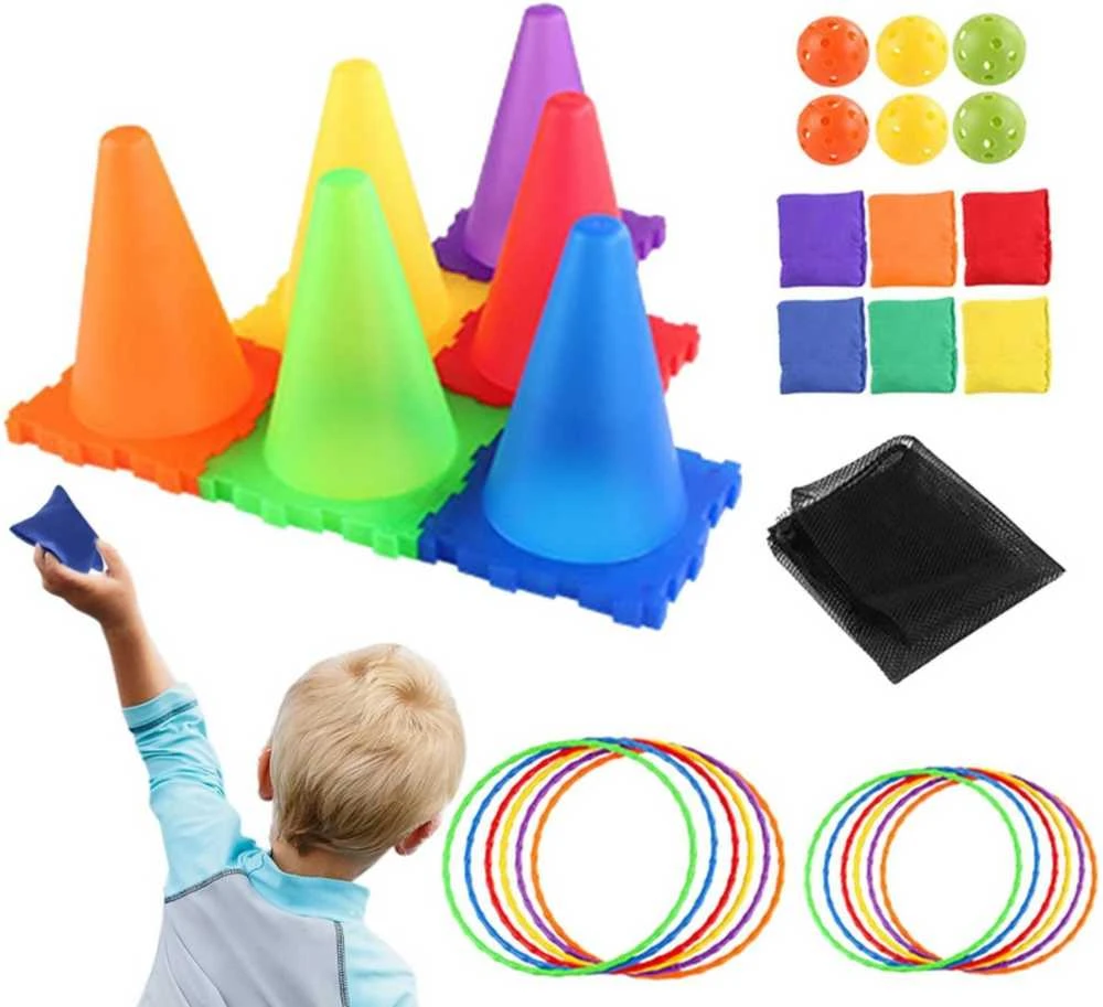 Woopie Gamybos 3in1 Žaidimų Rinkinys Laukui - Pachołkai, Žiedai, Maišeliai